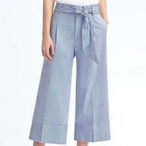 Banana Republic Blue Striped Tie-Waist Crop Pant